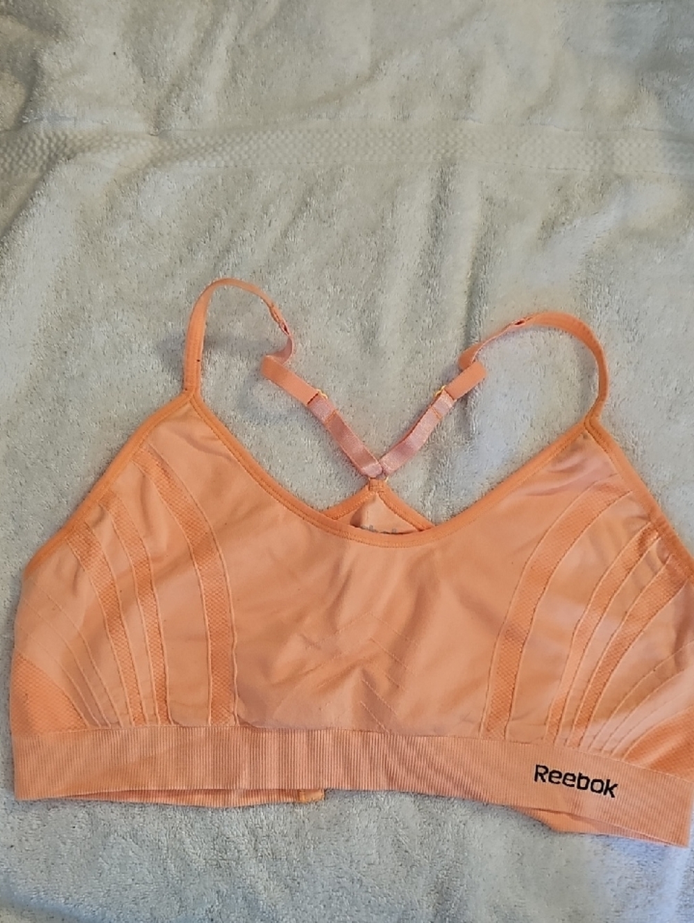 Reebok Peach Lightweight Sports Bra with Crossback Straps
